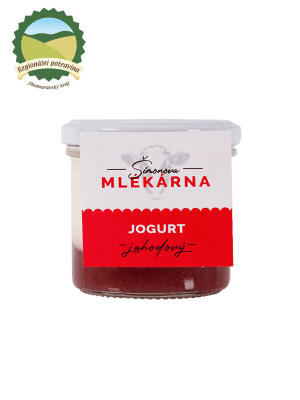 Jogurt jahodový regionální potravina Šimonova mlékárna